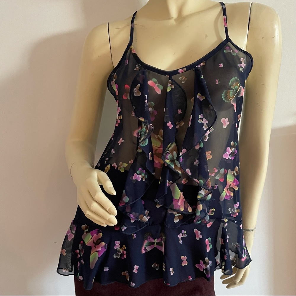 Ruffle floral tank top